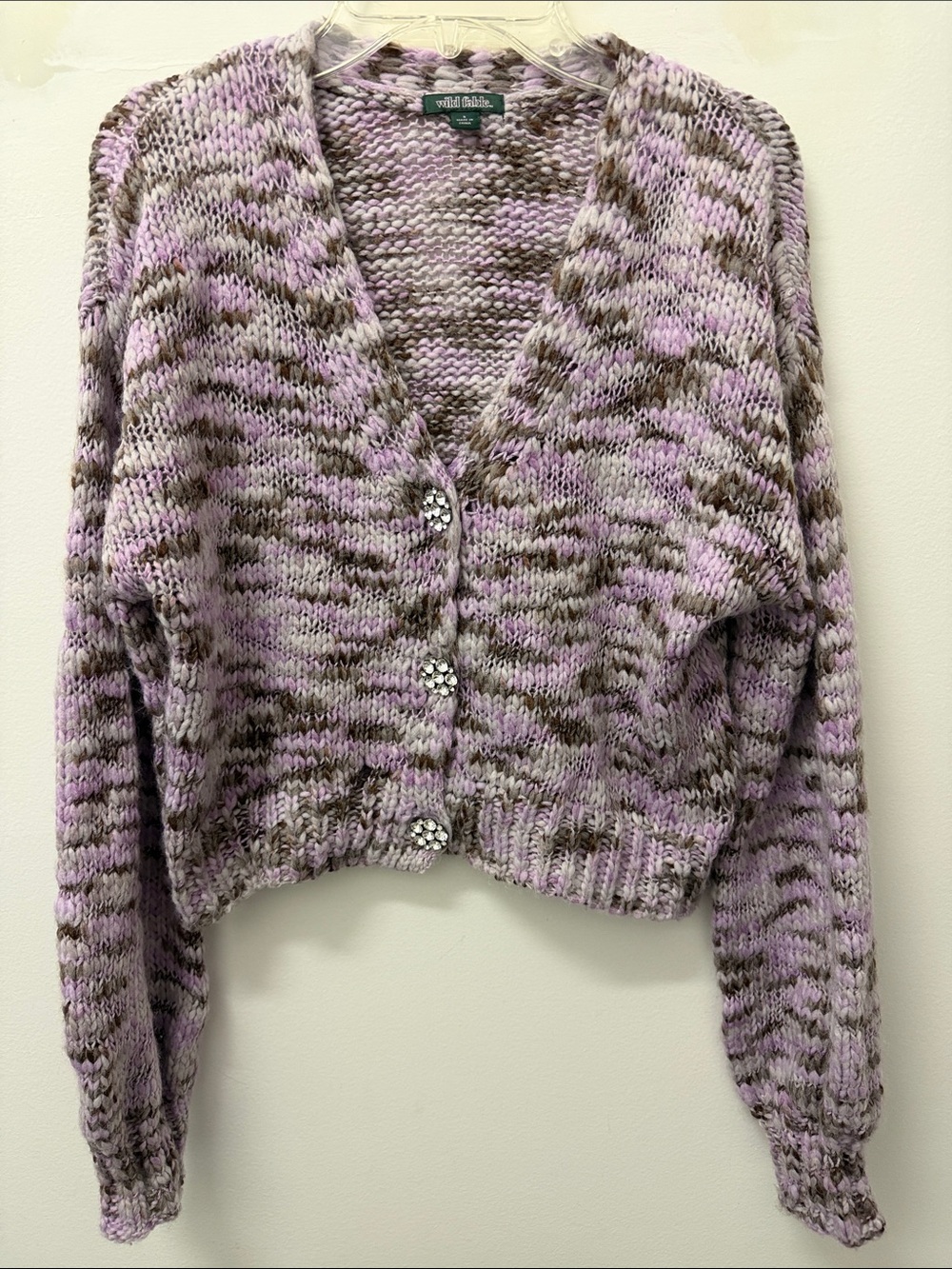 wild fable Lavender and Brown Marled V‑Neck Cardigan